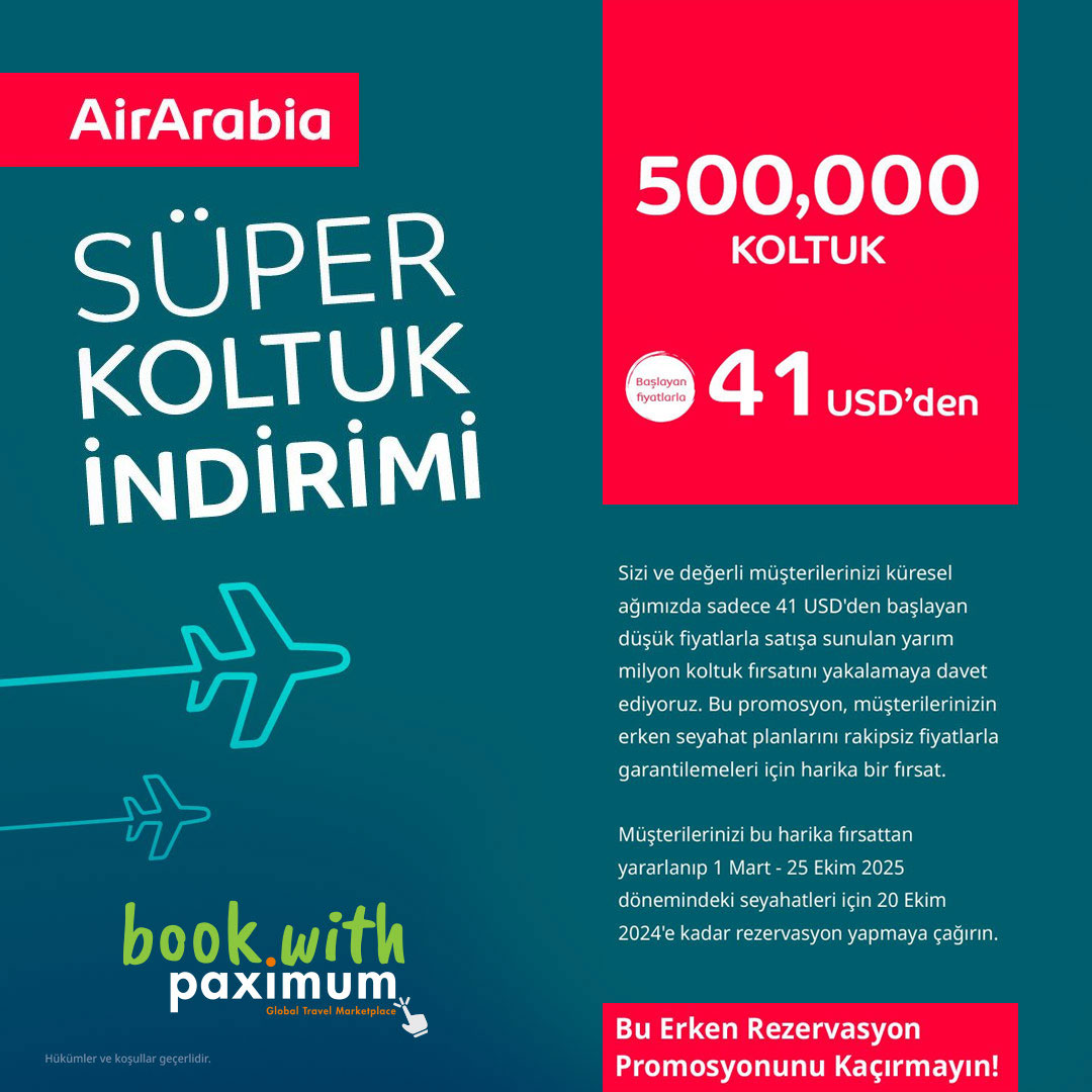 AirArabia - Süper Koltuk İndirimi